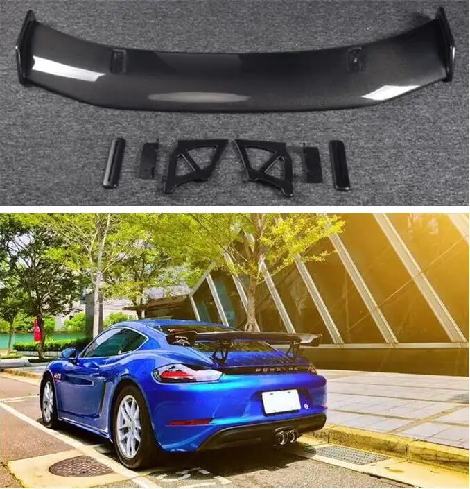 

High Qualit CARBON FIBER & ABS REAR WING TRUNK LIP SPOILER FOR Porsche Cayman Boxster 718 987 997 998 981 911 GT4 BY EMS