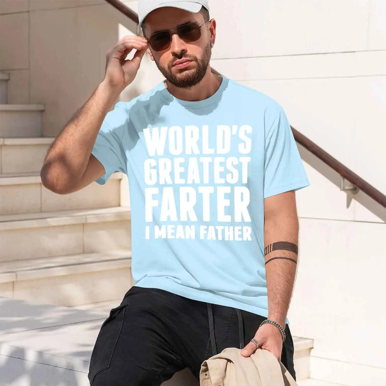 Фото Футболка с коротким рукавом и круглым вырезом для мужчин Funny Worlds Greatest Fer I Mean Father Graph Streetwear Best Dad Ever Father 2026, новая модель №4
