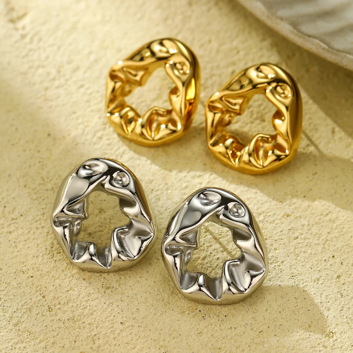 NIMAI 18-каратное позолоченное кольцо в форме капли воды из нержавеющей стали