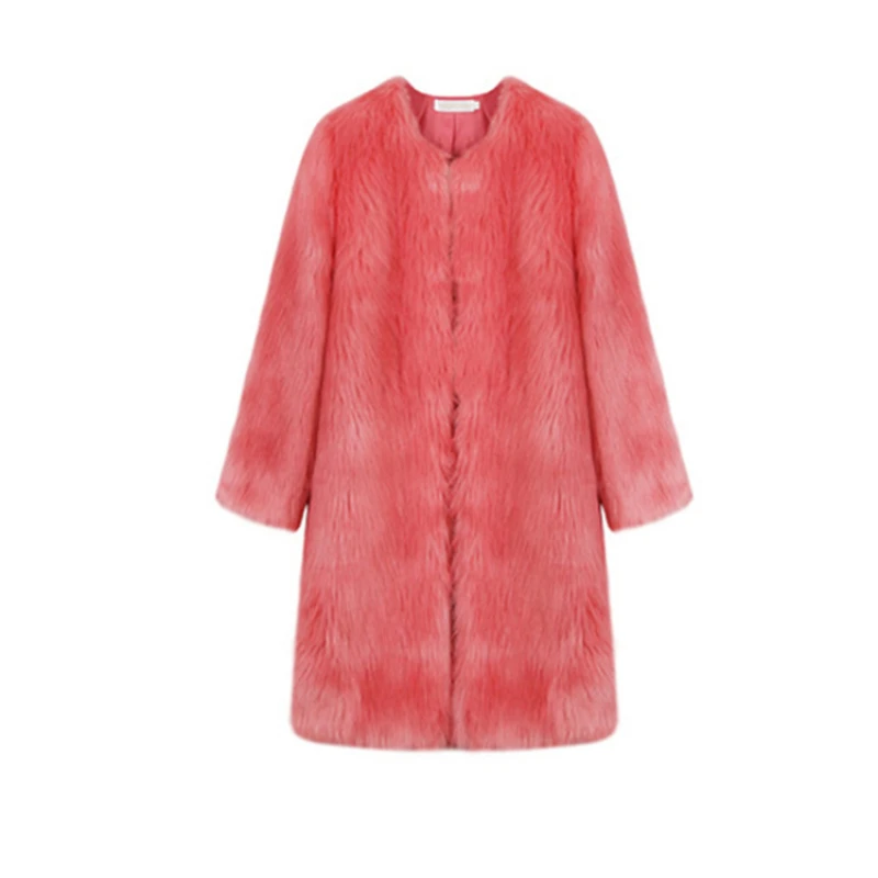 ICCLEK Ladies' long fur coat imitation fur coat women's fox hair lengthened thickened coat