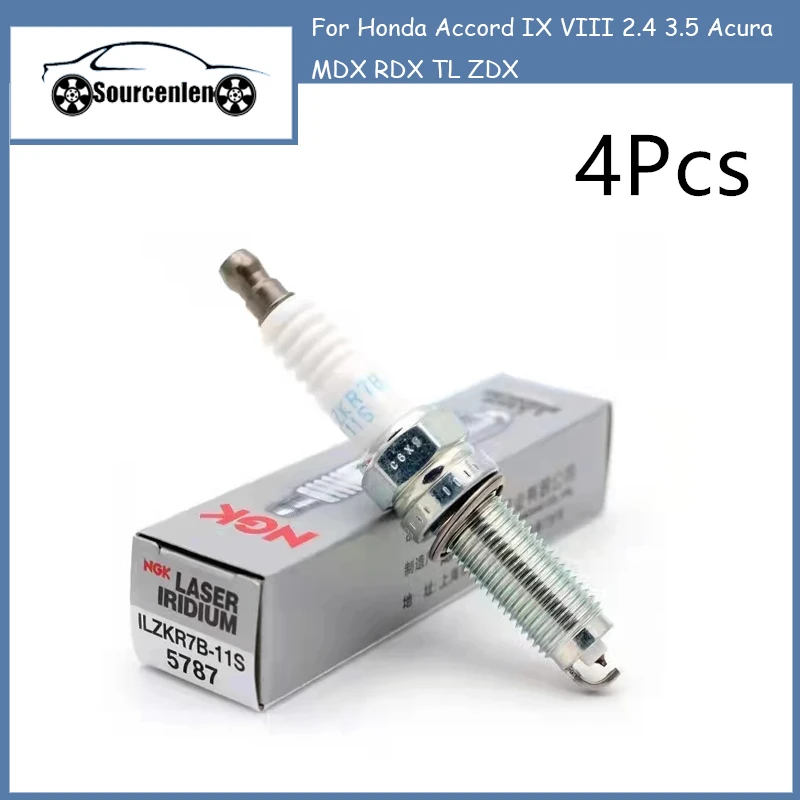 

4Pcs Iridium Spark Plug ILZKR7B11S 5787 Fit for Honda Accord IX VIII 2.4 3.5 Acura MDX RDX TL ZDX ILZKR7B-11S