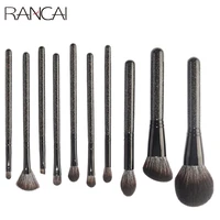 rancai 10 pcs professional soft hair brush foundation powder contour eyeshadow make up brushes tools black makeup brushes set