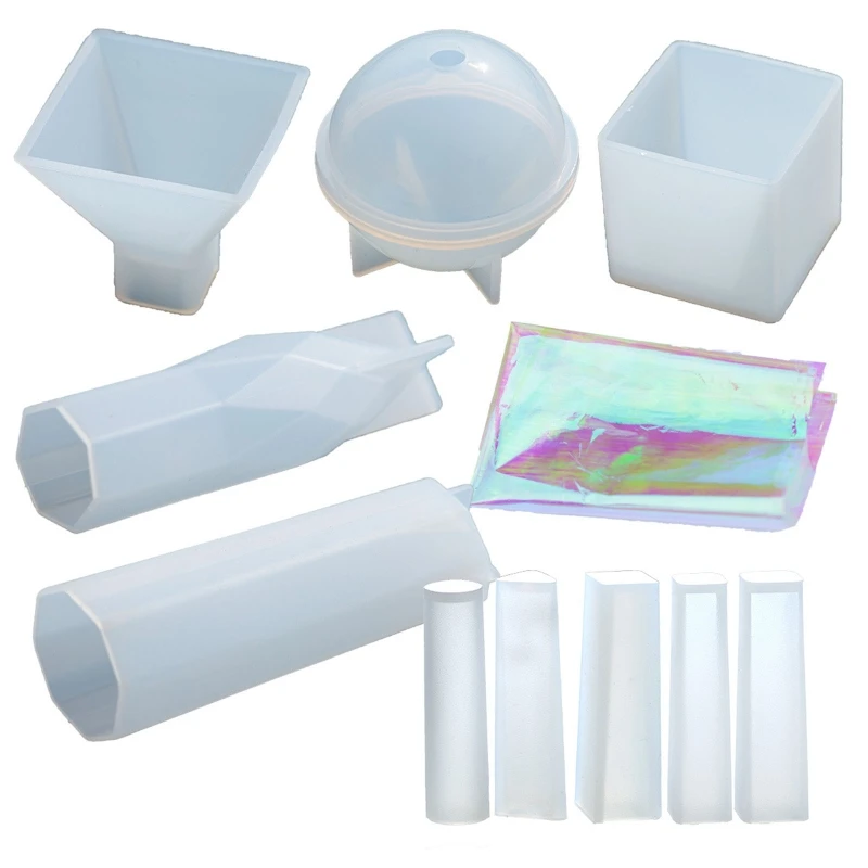 

Epoxy Diy Silicone Mold Crystal Column Candle Plaster Specimen Ball Square Three-dimensional Mold Set for Decoration