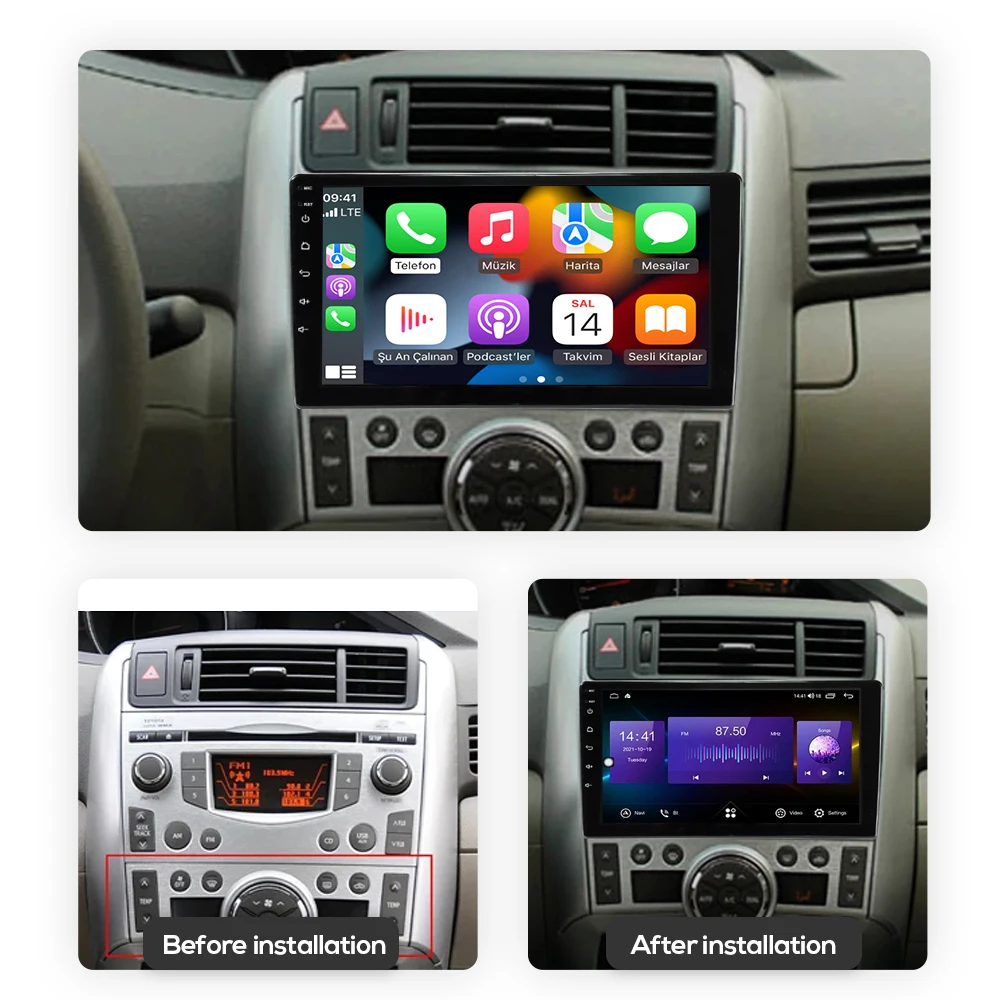 Автомобильный радиоприемник CarPlay Android 14 GPS-навигация автомобильное радио 4 Гб Wi-Fi