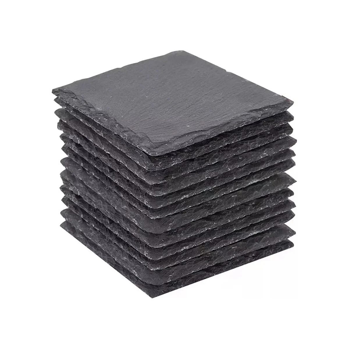 

12PCS Slate Coasters Bulk 4 Inch Square Black Slate Stone Coaster Handmade Drink Bar Slate Coasters Without Shelves