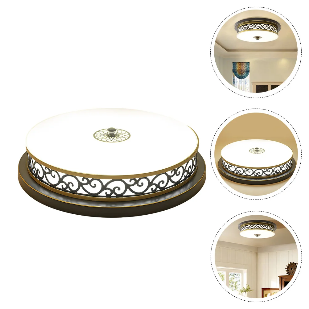 

Flush Mount Ceiling Light Fixture Lamp Round Pastoral Home Porch Living Room Wrought Iron Corridor Decorative