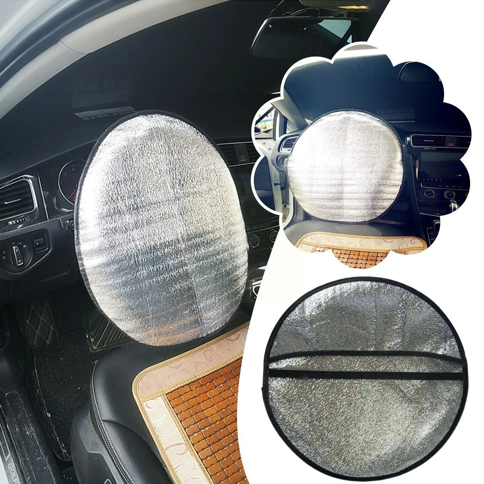 

Uv Resistant Auto Car Steering Wheel Shade Foil -proof Anti Accessories Parasol Heat Mat Heat-resistant Cover M8z9