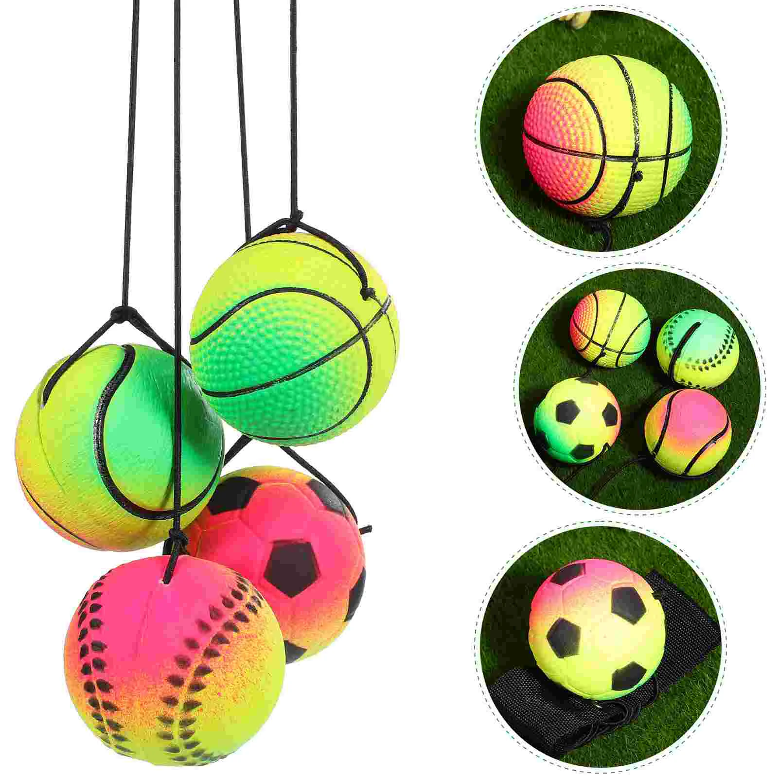 4 шт. браслеты с отскоком мяча спортивные резиновые надувные мячи плюшевые