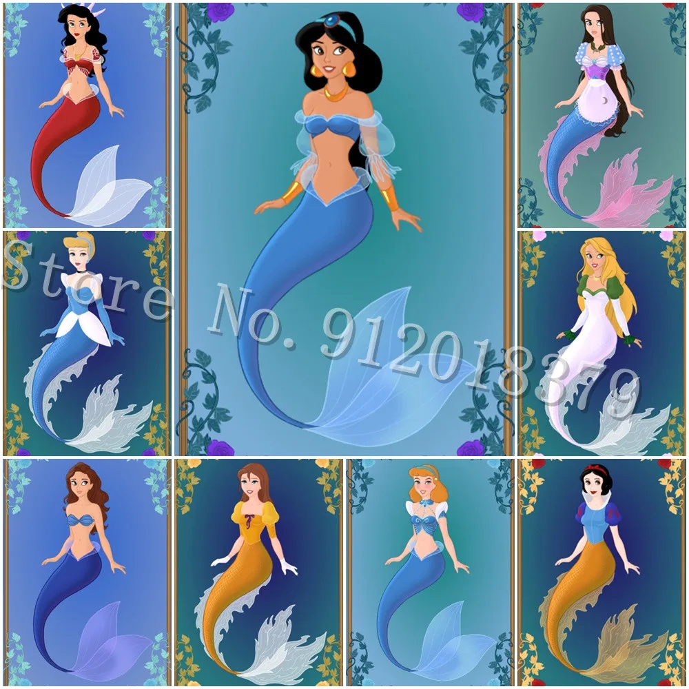 

5D Diy Diamond Painting Disney Cartoon Mermaid Princess Diamond Embroidery Cross Stitch Kits Mosaic Home Decor Christmas Gift