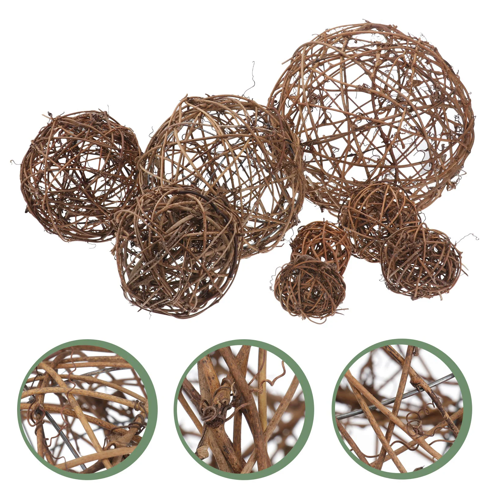 

8 Pcs Primary Color Rattan Ball Weaving Balls Decorative Ornaments Parrot Toys Hollow Natural Bird Assorted