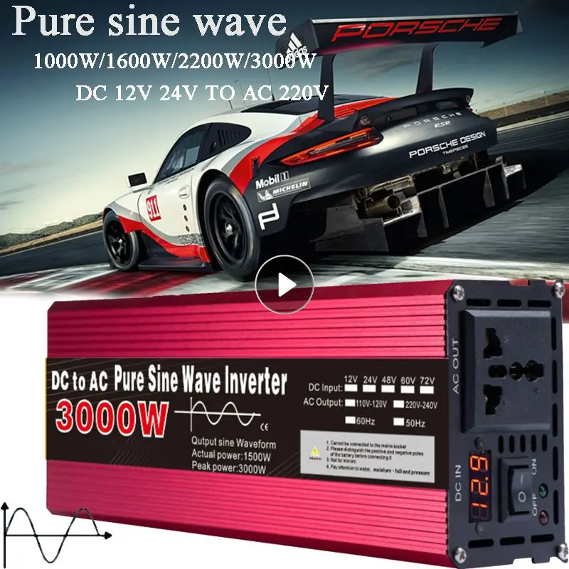 

Inverter Pure Sine 3000W 2200W 1000W 12V/24V To AC110V 220V Pure Sine Wave Inverter 50HZ Pure Sine Inverter Converter For Home