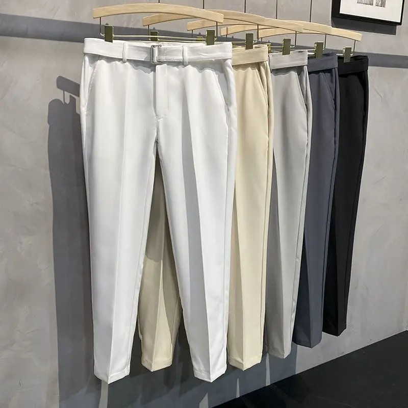 

Clothing Style Trousers Ankle Length Brand Pants Fit Men's Suit Luxury Suit Pants Solid Korean Straight Casual Fashion
