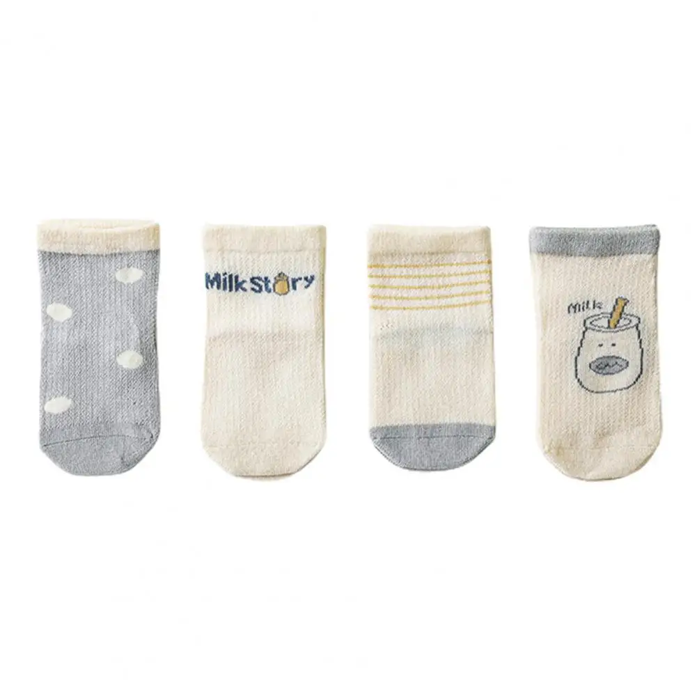 

4 Pairs Lovely Simple Thin Mesh Baby Socks Floor Socks Sweat Absorption Long Lifespan