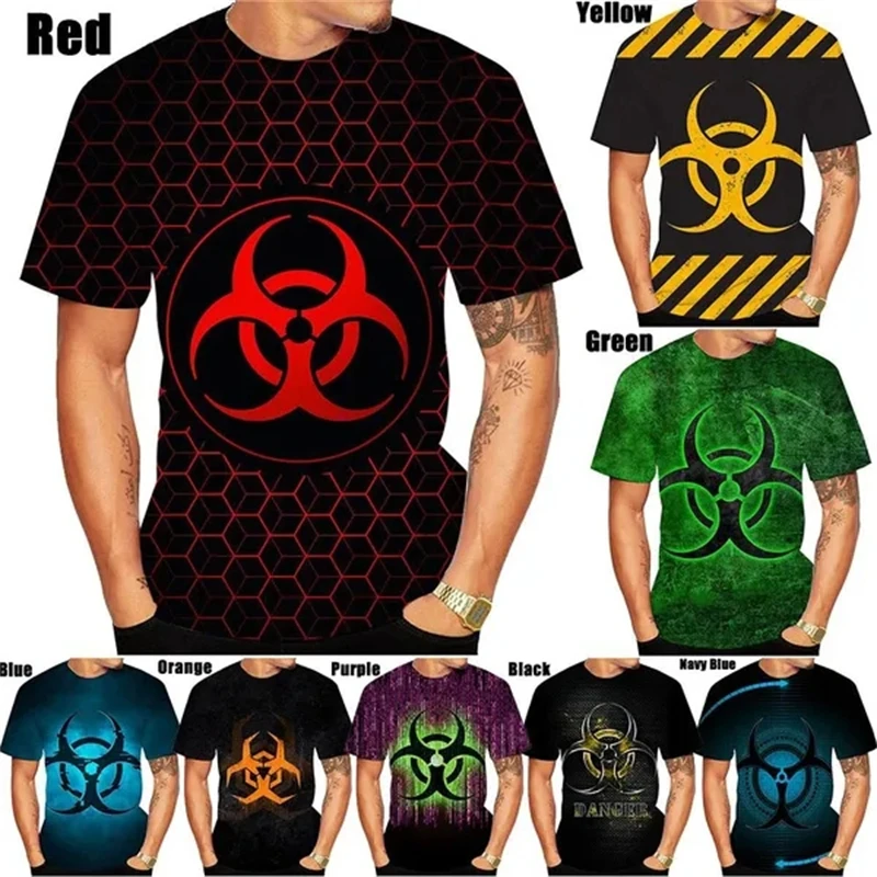 Футболка унисекс с принтом символа биологической опасности повседневный