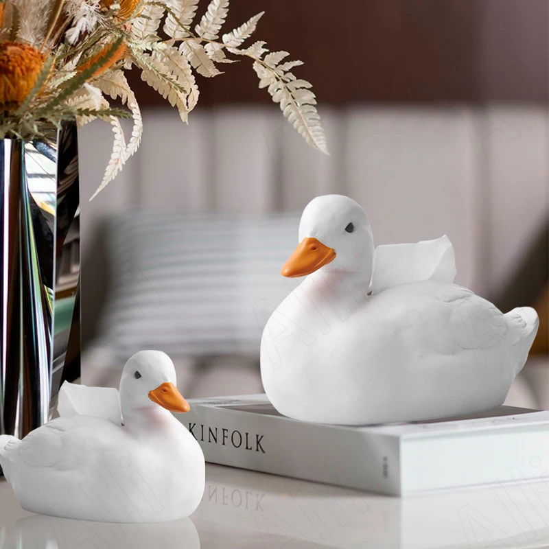

European Resin Tissue Box Hotel Desktop Duck Shape Paper Boxes Living Room Wine Cooler Art Ornament Modern Home Decoration
