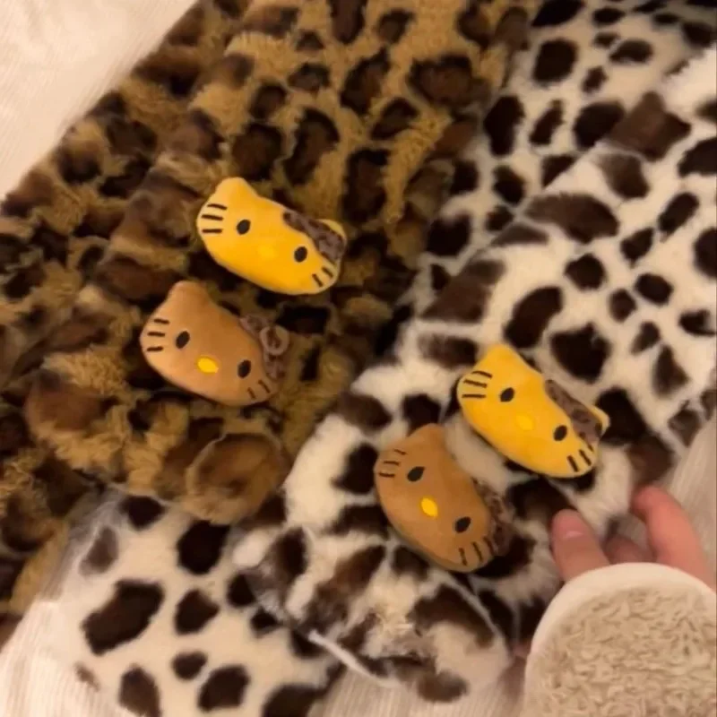 Новый Sanrio Hello Kitty мультфильм аниме леопардовый длинный плюшевый шарф Kawaii