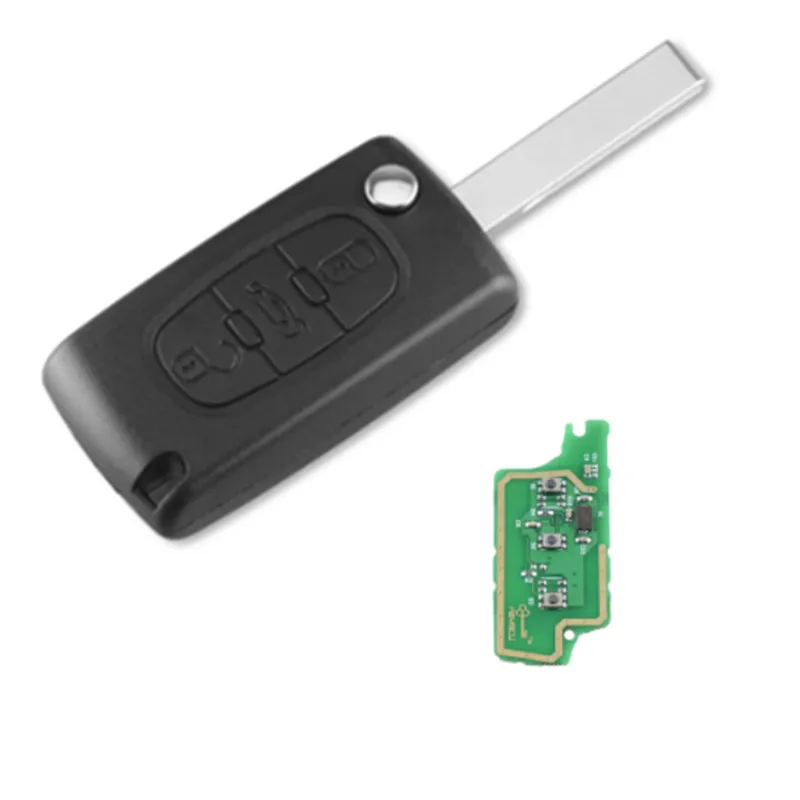 

3 Buttons Car Keyless Entry Case Flip Folding Remote Key 433MHz with ID46 Chip HU83 Blade for Peugeot 207 307 308 407 607