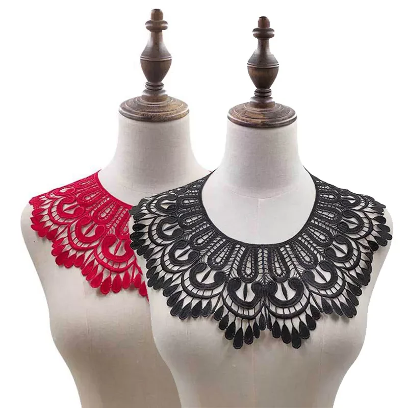 

High Quality Water-Soluble Lace Collar Polyester Silk Embroidery Chest 3D Hollow Embroidery False Collar DIY Lace Accessories