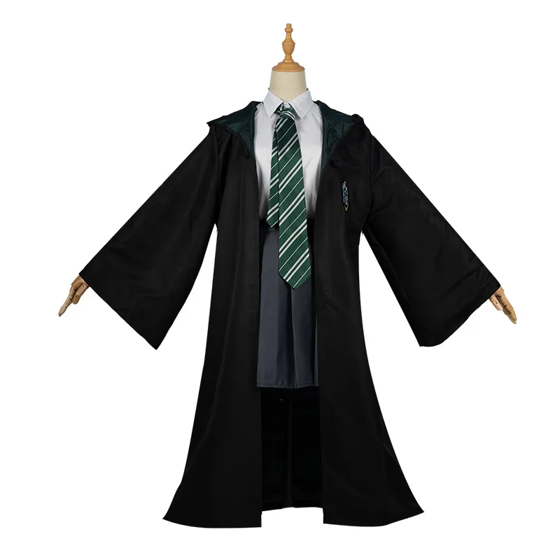 Slytherin Halloween Cloak Scarf Robe Cosplay Potter Costume for Girls Women Kids Men Adults Clothes Accessories