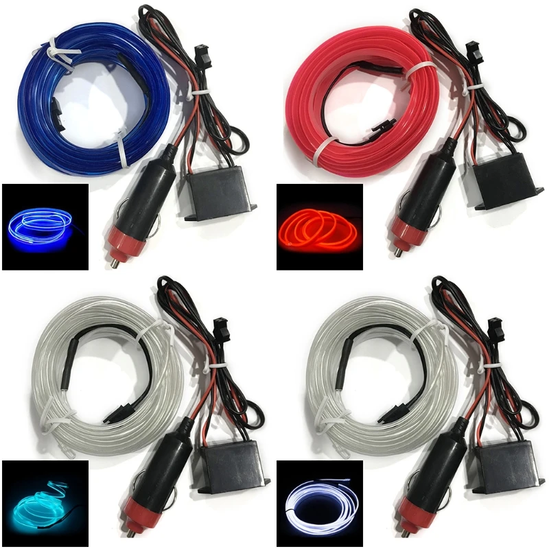 

Y9RC Car Interior Lighting Auto LED Strip EL Wire Rope Atmosphere Decorative Lamp