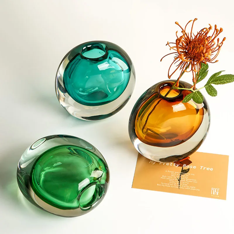 

Luxurious Coloured Glaze Glass Vase For Home Decoration Hydroponics Desktop Display Fresh Flower Arrangement Container Ornament