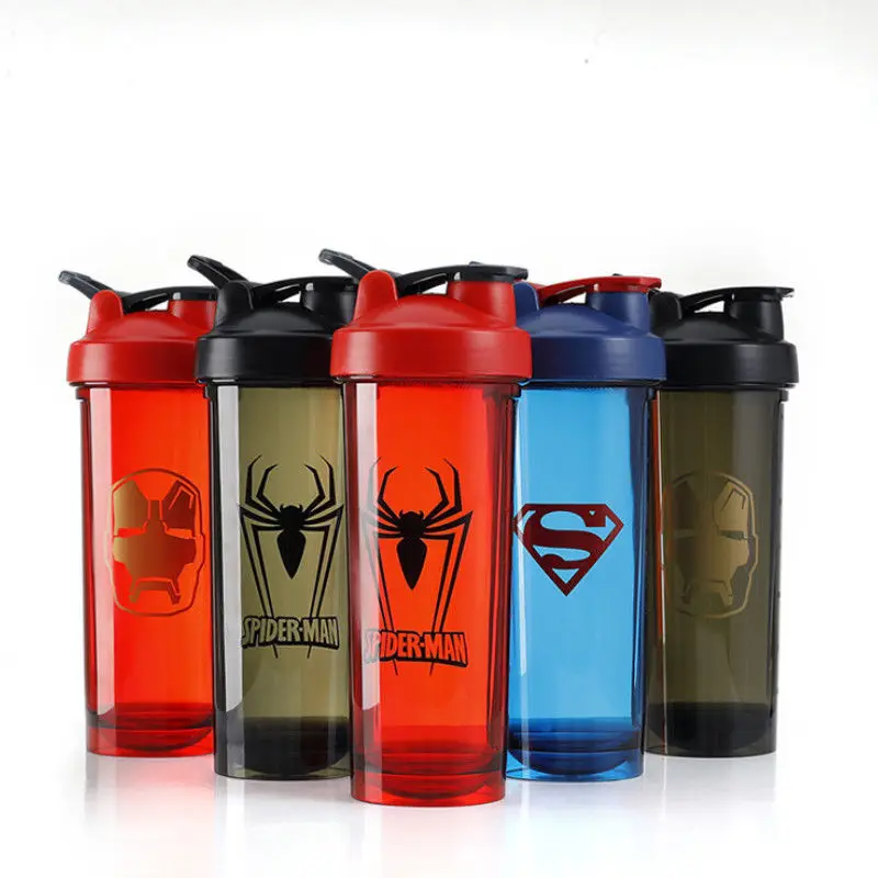 

700ml Spider Man Iron Man Shake Cup Fitness Cup Milk Shake Cup Water Cup Protein Powder Shake Cup Sports Stirring Ball
