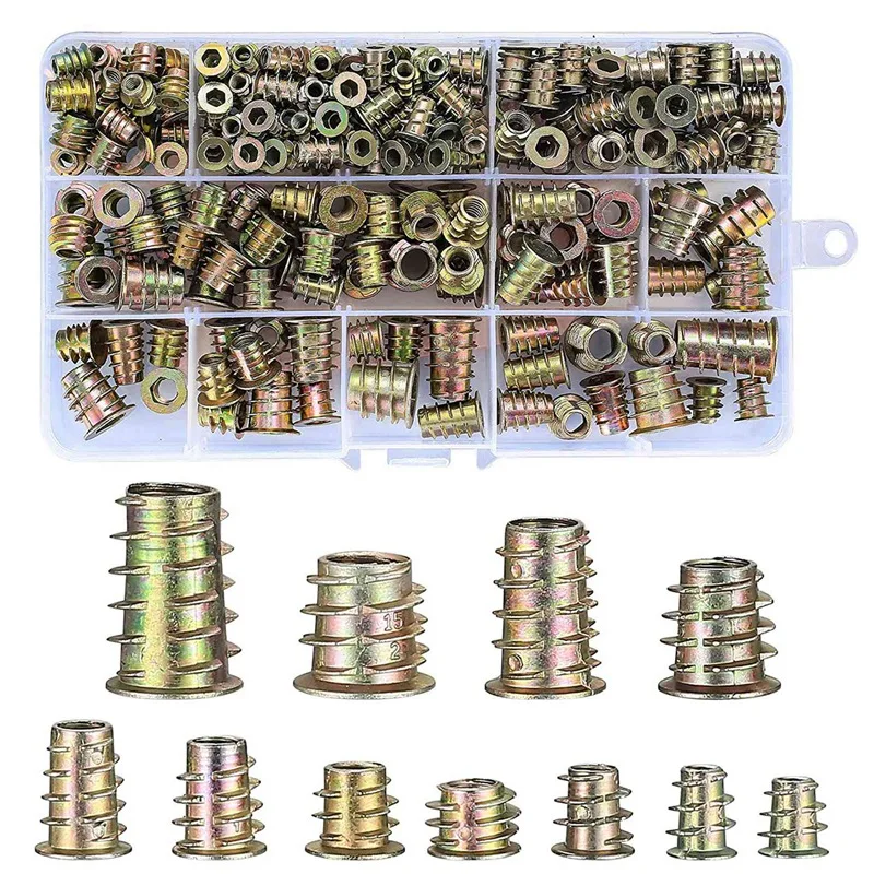 

230 Threaded Nut Inserts, M4/M5/M6/M8/M10 Zinc Alloy Threaded Sockets, Hex Threaded Insert Nuts