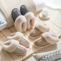 faux suede home women full fur slippers winter warm plush bedroom non slip couples shoes indoor ladies furry chinelo feminino