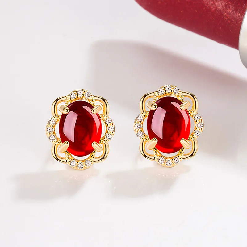 

DIWENFU 10K Gold Red Ruby Jewelry Earrings for Women Cushion Bohemia Aretes De Mujer Bizuteria Green Topaz Stud Earrings Girls