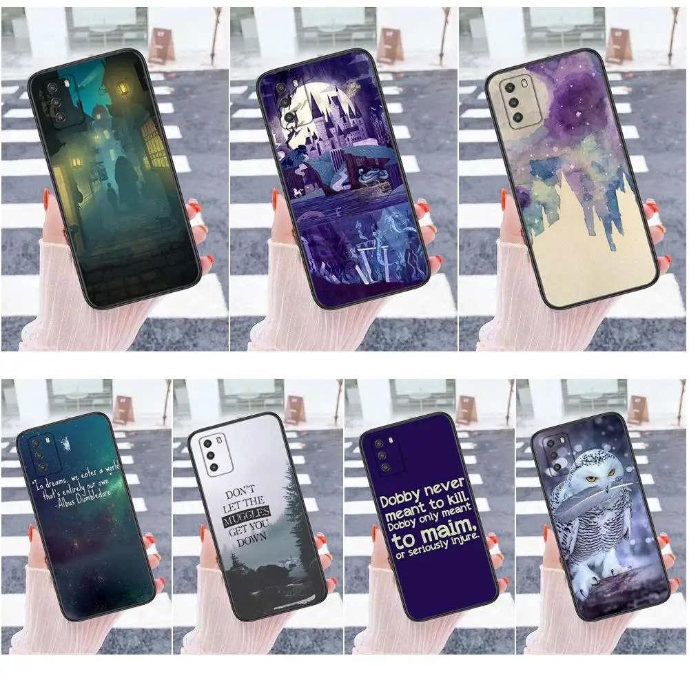 Для Huawei P50 P40 Lite E P 40 P40Lite Pro 2019 2020 2021 Сова замок Самый дешевый черный бампер 3D Coque Fashion