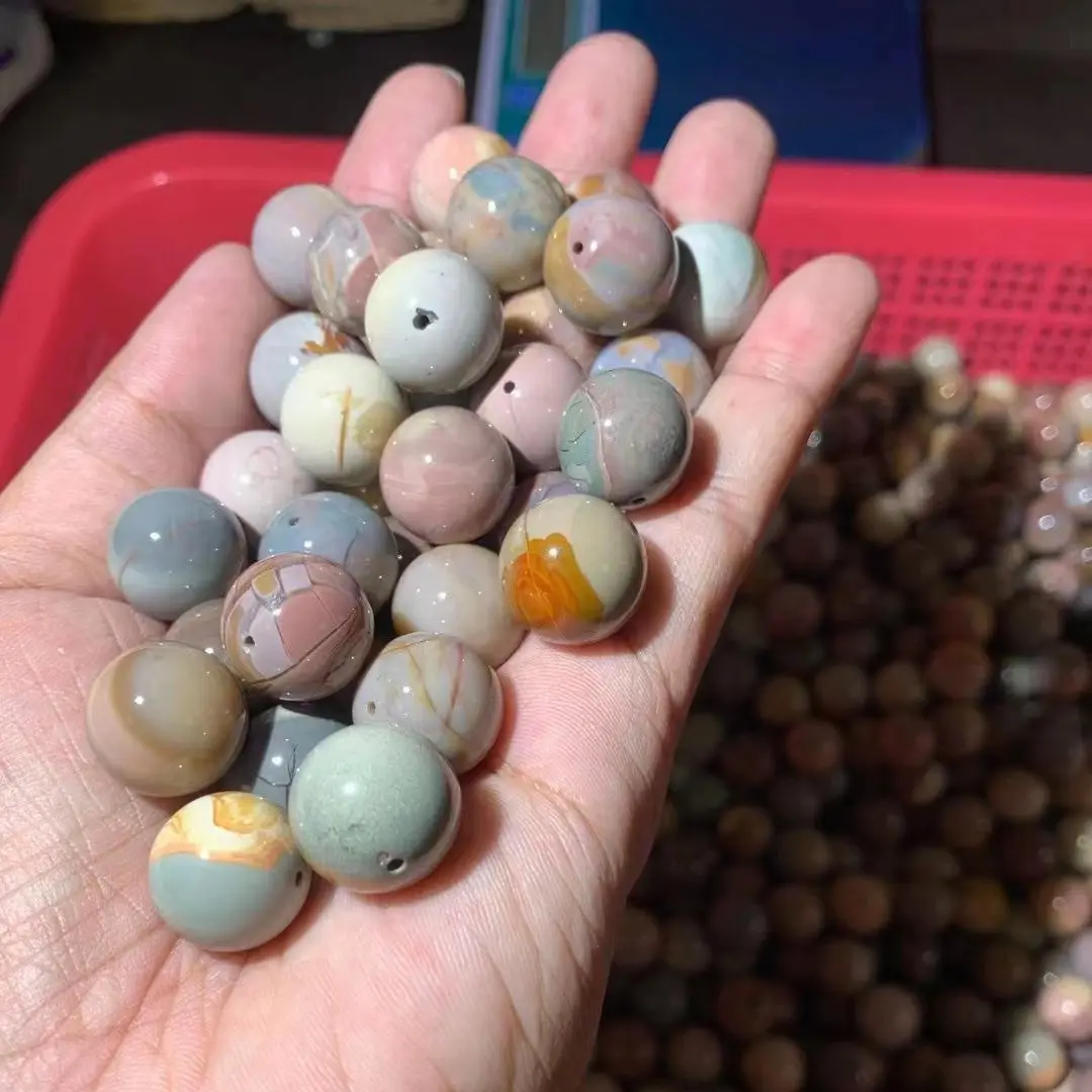 

Круглые бусины из нефрита и агата, 10 шт.