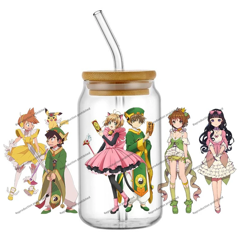 Фото Хит продаж: Модные креативные наклейки-декали Kawaii Sakura Anime 16oz UV DTF 3D для стаканов и кружек, для рукоделия и DIY №5