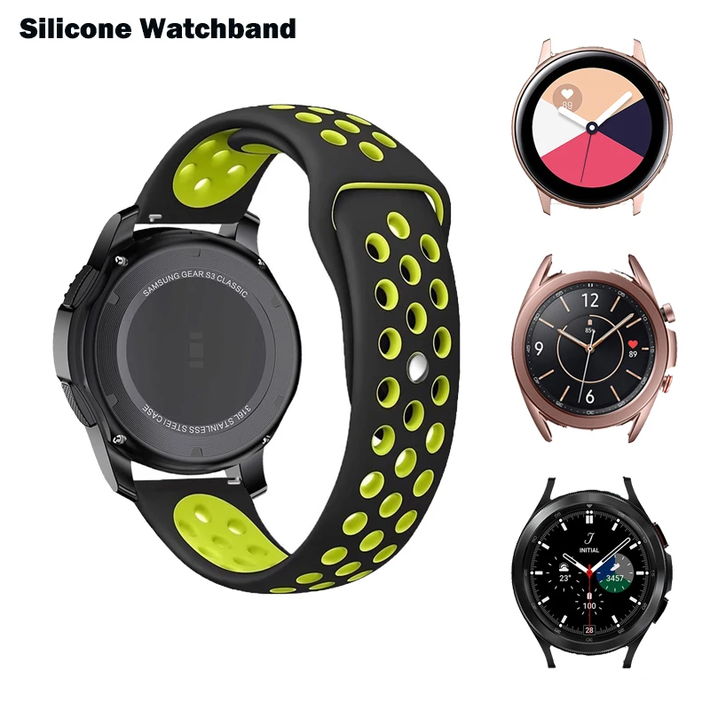 

20mm 22mm Strap for Samsung Galaxy watch 4 classic /Active 2 /Gear S3 /Watch3 Silicone Band for Huawei GT 2 2e Pro GT3 Bracelet