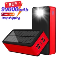 99000mAh Solar Powerbank Large Capacity Portable Outdoor Travel External Battery with SOS LED Light for iPhone13 Samsung Xiaomi