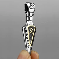 316l stainless steel nordic viking spearhead necklace mens norwegian rune amulet hip hop charm pendant jewelry gift wholesale