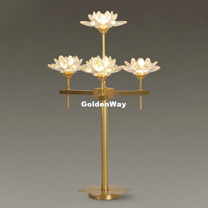 

Modern Crystal Table Light Fixture Desk Lamp for Reading Room Lotus Crystal LED Lamp Lustres de Cristal Lighting Home Decoration