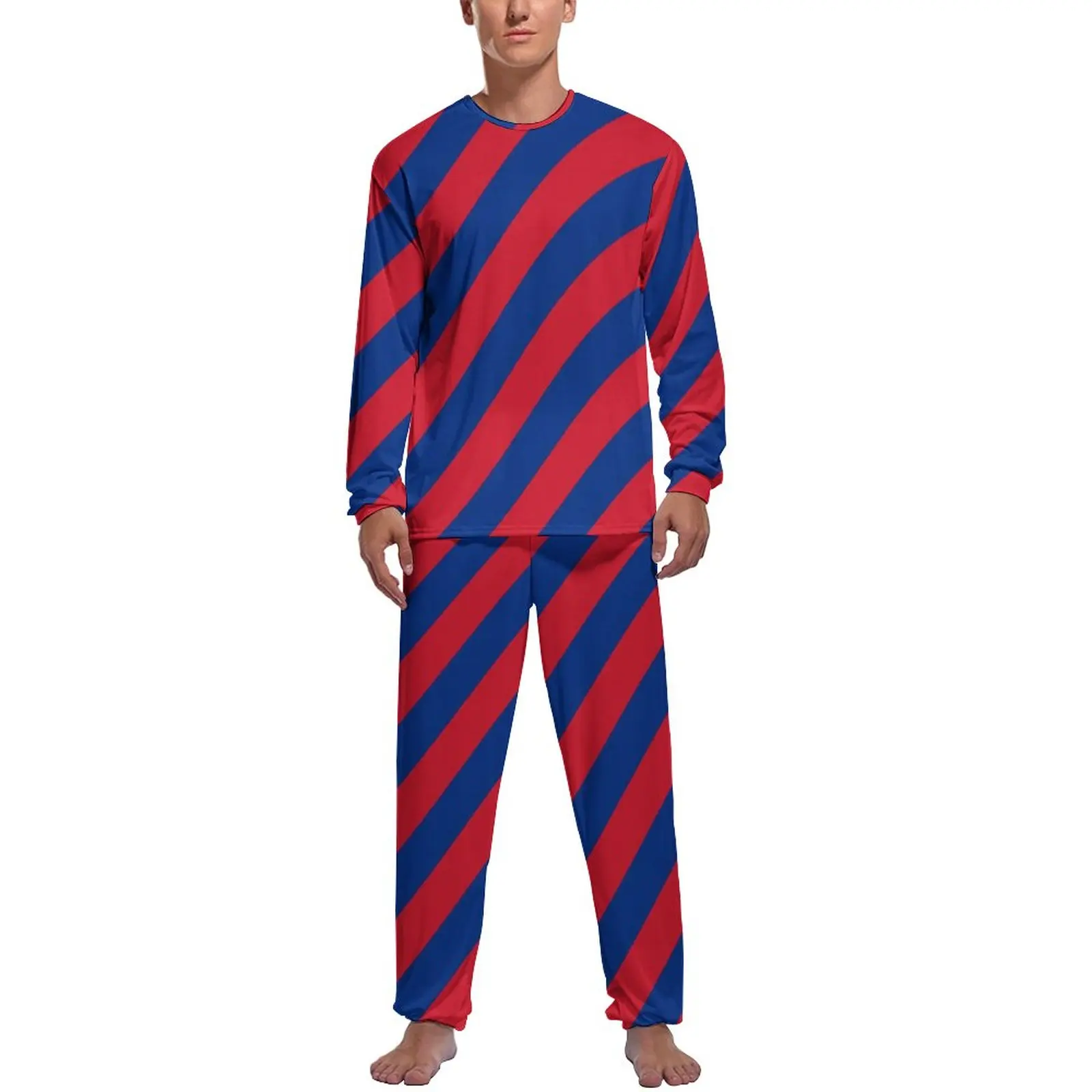 Colors Striped Pajamas Autumn 2 Pieces National Flag Print Soft Pajama Sets Mens Long Sleeve Casual Graphic Sleepwear