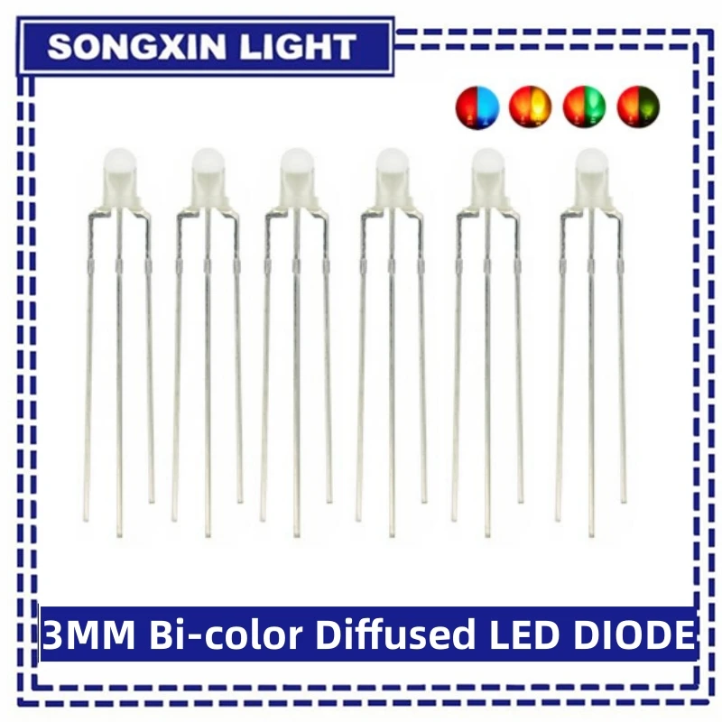 Круглая прозрачная/туманная светодиодная двухцветная лампа F3, 50 шт ...