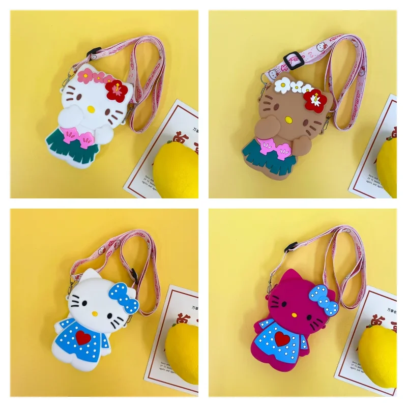 

Милый детский силиконовый кошелек Hello Kitty с рисунком из мультфильма, креативная кавайная Персонализированная миниатюрная сумка-мессенджер, сумка для хранения, праздничный подарок