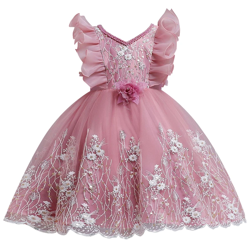 

Винтажное платье с цветочной вышивкой для маленьких девочек, новинка 2022, летняя Праздничная элегантная одежда с пачкой, платье принцессы дл...