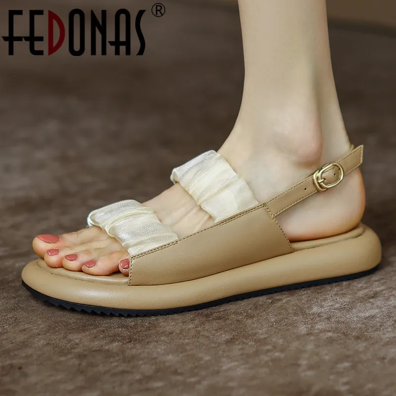 

FEDONAS Retro Women Flats Sandals 2022 Summer Casual Office Working Shoes Genuine Leather Brand Design High Quality Shoes Woman