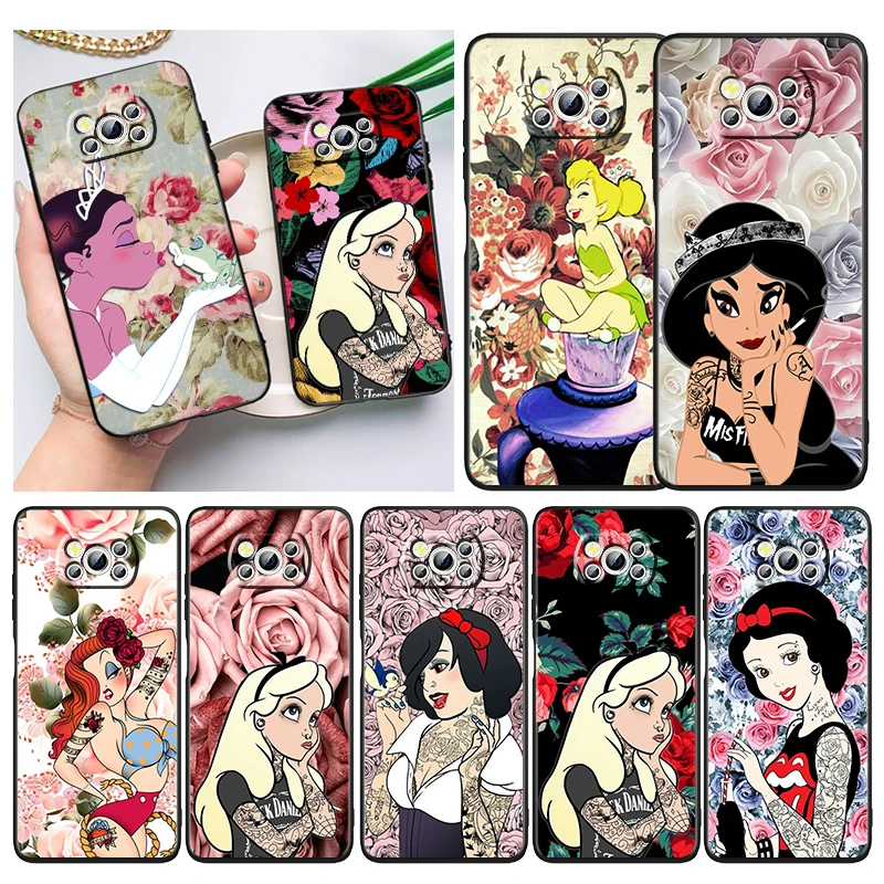 

Gril Animation Princess Phone Case For Xiaomi Mi Poco X4 X3 NFC F4 F3 GT M5 M5s M4 M3 Pro C40 C3 5G Soft Cover Black Funda