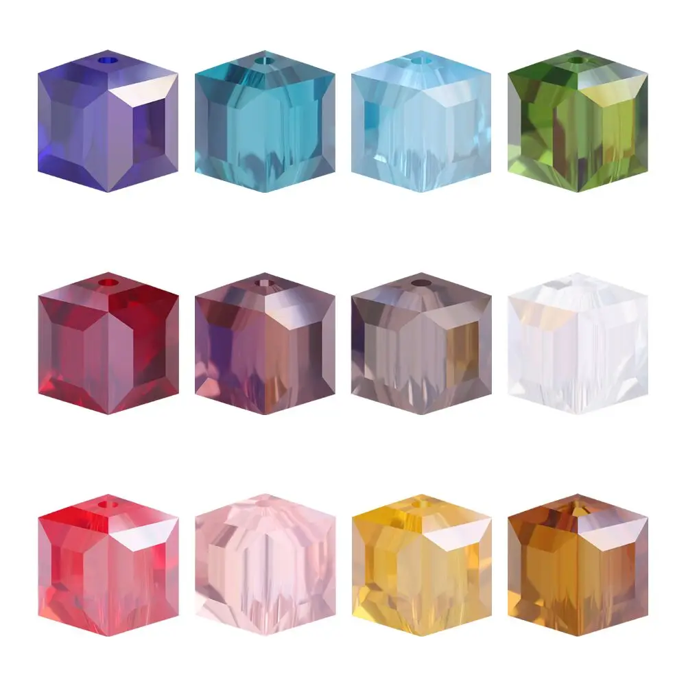 2/3/4/6/8/10MM Austrian Glass Square Beads AB Colors Spacer Cube Beaded Crystal For DIY Making Jewelry Needlework Accessories