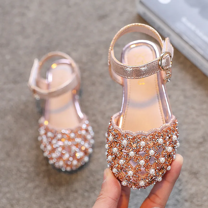 

Summer Girls' Sandals Bow Rhinestone Cutout Princess Shoes Students Dance Shoes Kids toddler girl sandals for teenagers girls