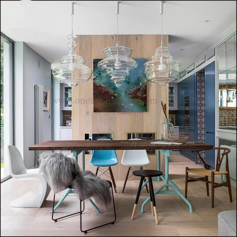 Новые прозрачные стеклянные светодиодные подвесные светильники для столовой