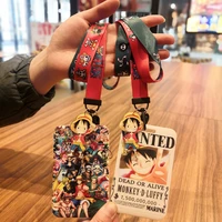 one piece manga luffy zoro nami cosplay anime card cases access pass staff badge id card holders with lanyard and keychain