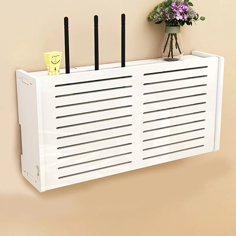 

Large Wireless Wifi Router Shelf Storage Boxes Cable Power Plus Wire Bracket Wood-Plastic Wall Hanging Plug Board DIY Home Decor