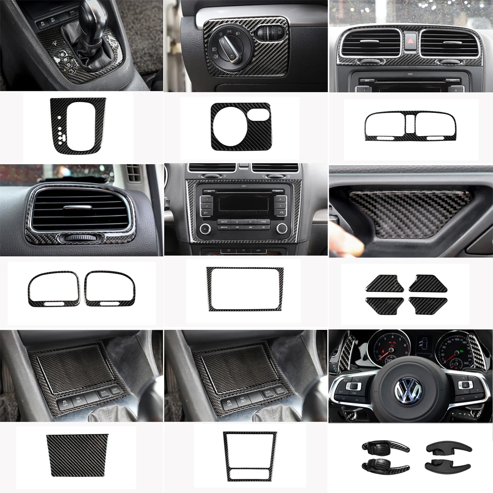 

Полный комплект, украшение для салона автомобиля из настоящего углеродного волокна, наклейка для Volkswagen VW Golf 6 MK6 GTI 2008-2012, отделка крышки авто...