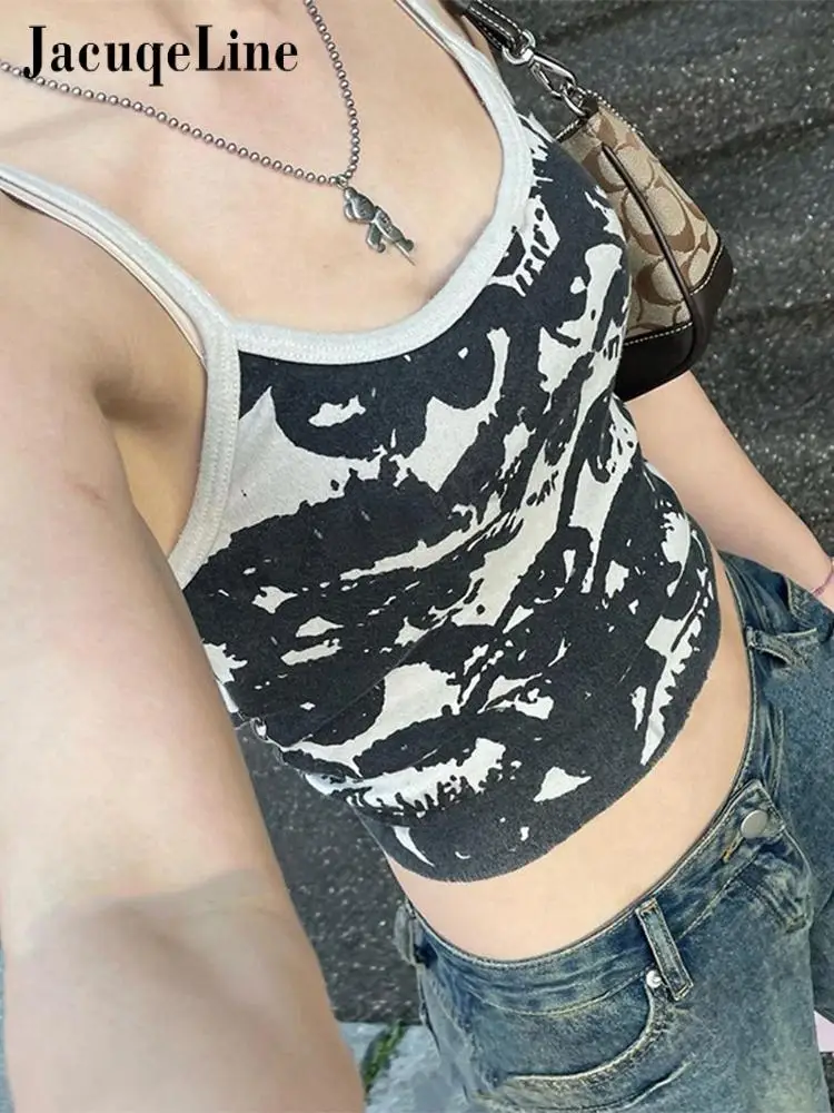 Кроп-Топ женский с абстрактным принтом и открытой спиной без рукавов - купить по
