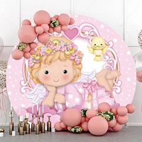 angel baby round background cover newborn baptism girl boy my first communion decoration baby shower christening circle backdrop